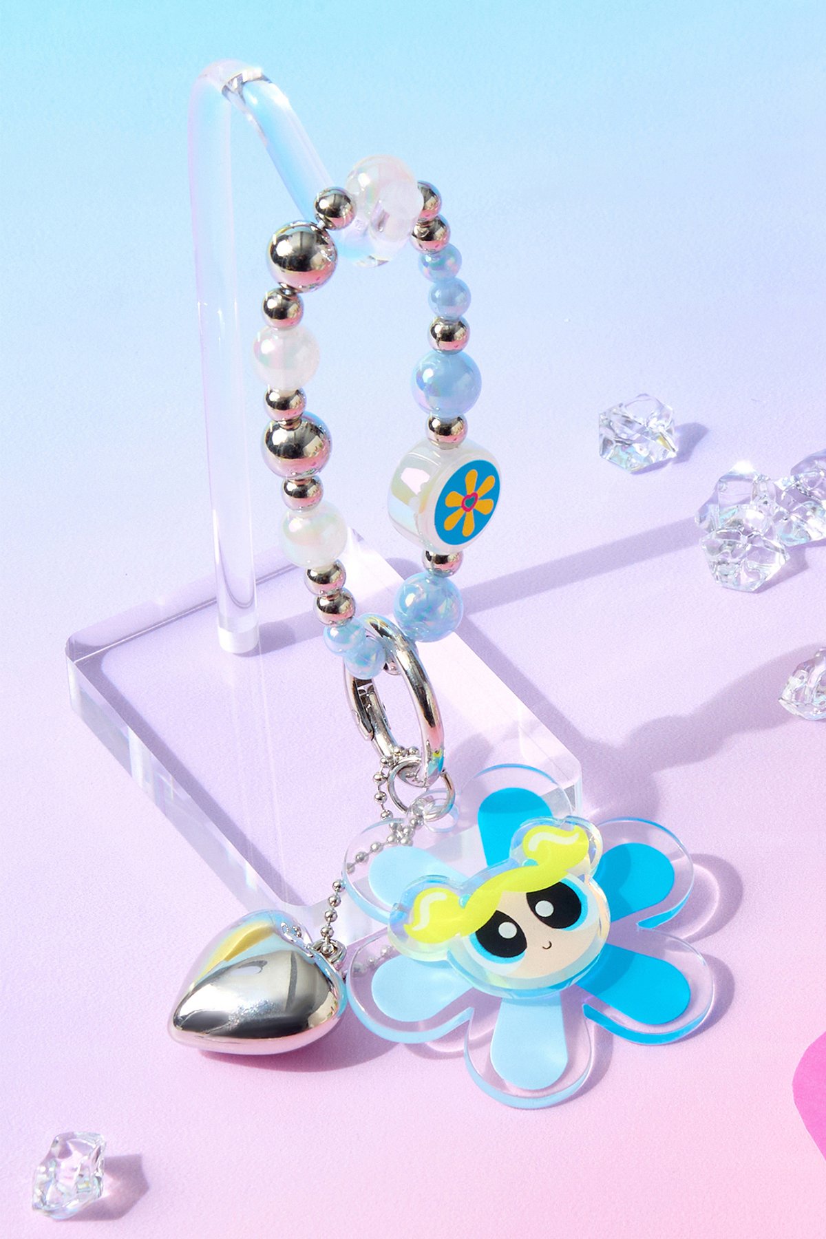 Powerpuff Girls Lisanslı Boncuklu Çiçek Figürlü Anahtarlık