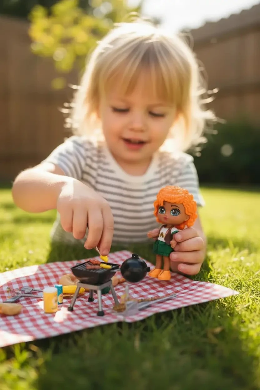 Little Corner Picnic Party Mini Bebek ve Mangal Seti – Çocuklar İçin Piknik Temalı Aksesuar Oyun Seti