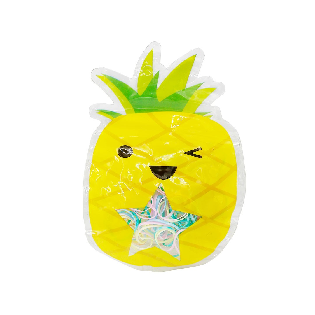 Çantalı Mini Renkli Saç Lastiği -Ananas