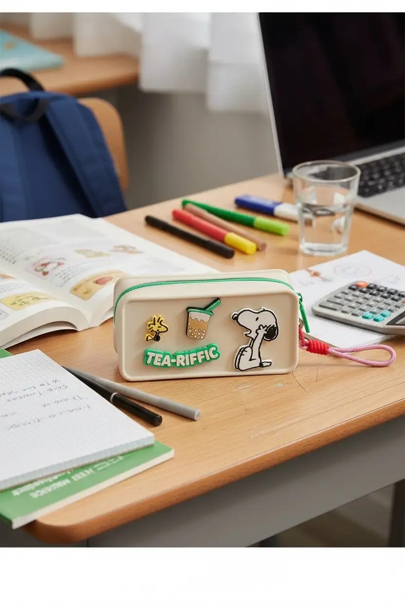 Snoopy Lisanslı Silikon Kozmetik Çantası - Bej