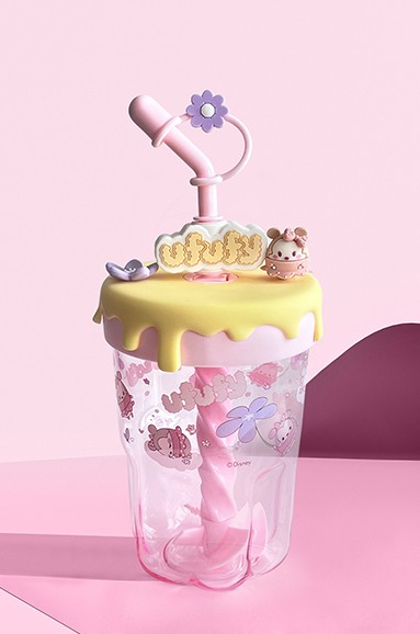 Disney Ufufy Lisanslı Pipetli Bardak (560 ml) Pembe