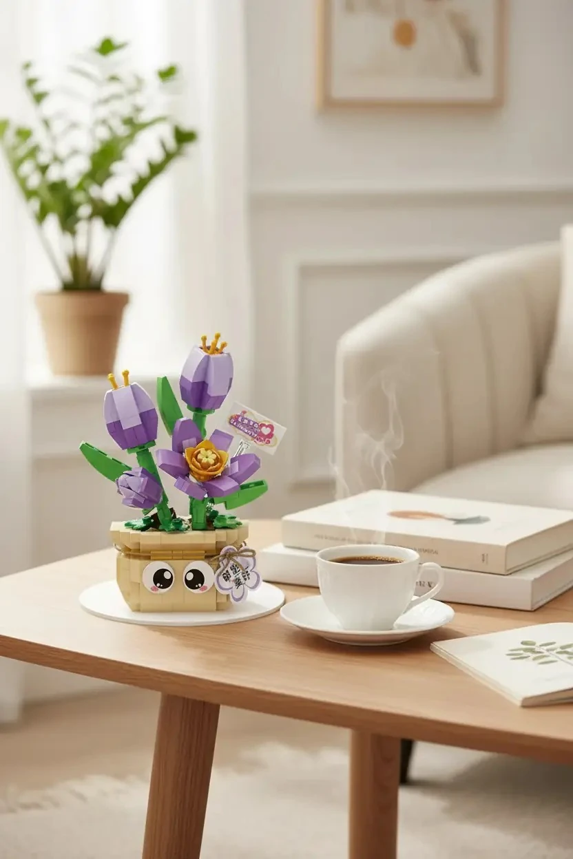 Miniso Lisanslı Bahar Ev Bitkileri Serisi Oyun Bloğu Lale – Dekoratif Eğitici Oyuncak 10 Cm