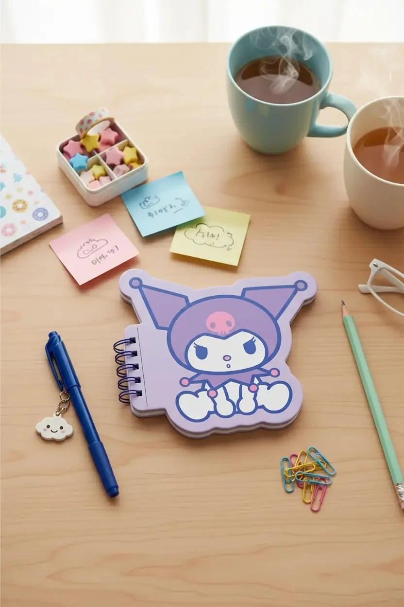 Sanrio Lisanslı Kuromi Figürlü Spiralli Not Defteri (80 yaprak)