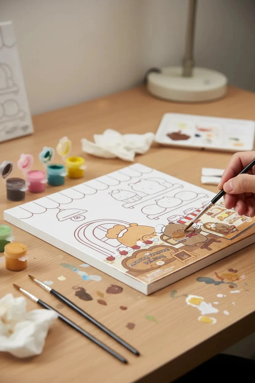 Miniso Lisanslı Kapibara Serisi Çerçeveli Boyama Seti 25 Cm – Dekoratif Boyama Kit