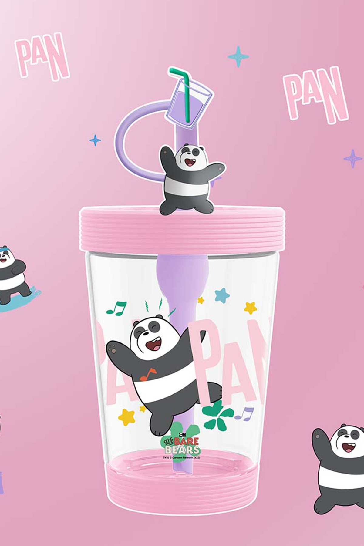 We Bare Bears Lisanslı Omuz Askılı Plastik Şişe (535ML) - Panda