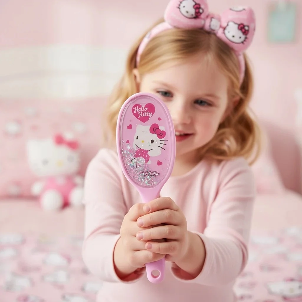 Sanrio Lisanslı Pembe Serisi Simli Dolgulu Masaj Fırçası - Hello Kitty