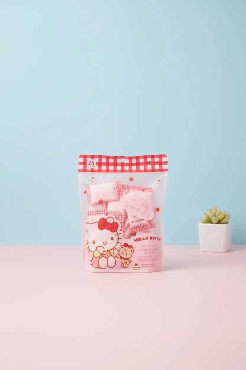 Sanrio Lisanslı Hello Kitty Sıkıştırılmış Havlu (25 adet)