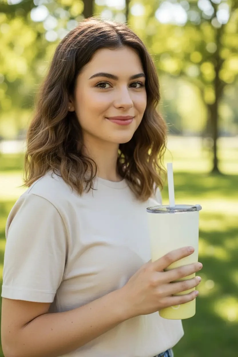 Gradyan Renkli Pipetli Çelik Matara 580 ml (Sarı)