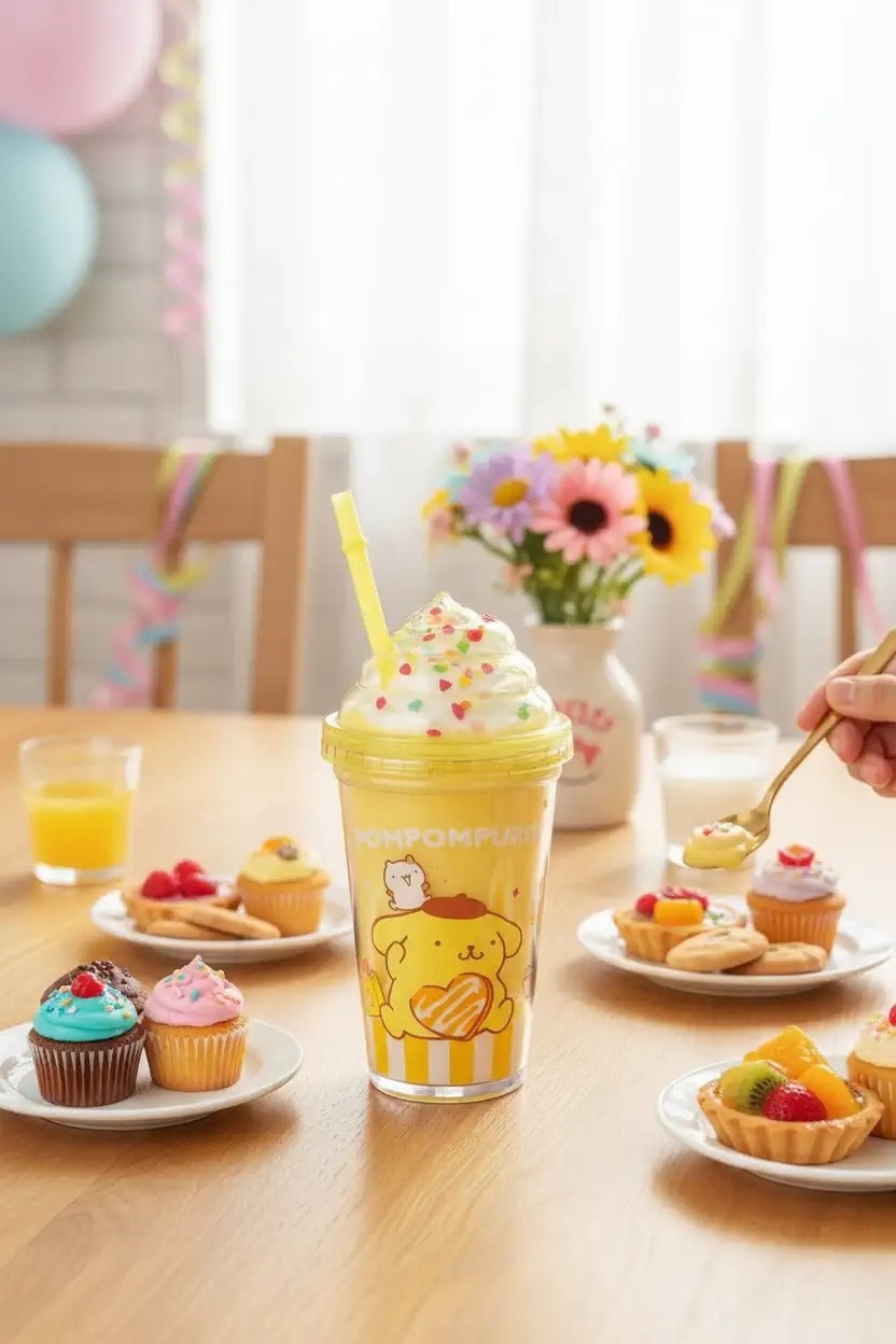 Sanrio Lisanslı Pipetli Plastik Şişe (320Ml) - Pompompurin