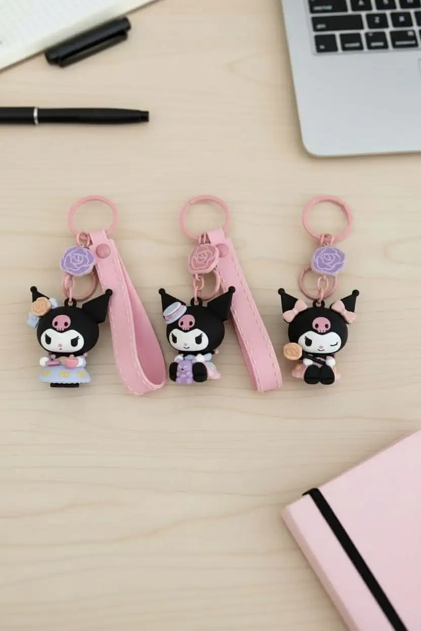 Sanrio Lisanslı Rose Earl Anahtarlık- Kuromi