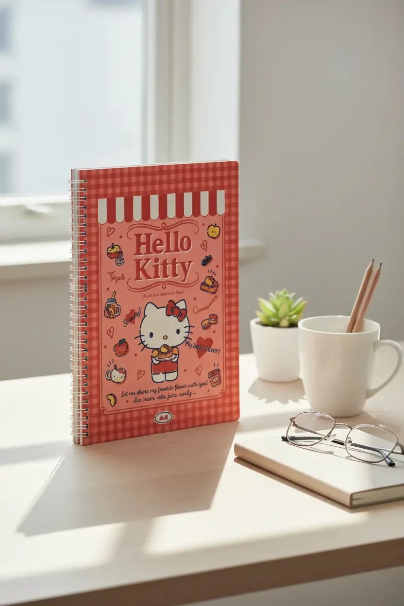 Sanrio Lisanslı Hello Kitty Retro Koleksiyonu A4 Spiral Telli 60 Sayfa Defter
