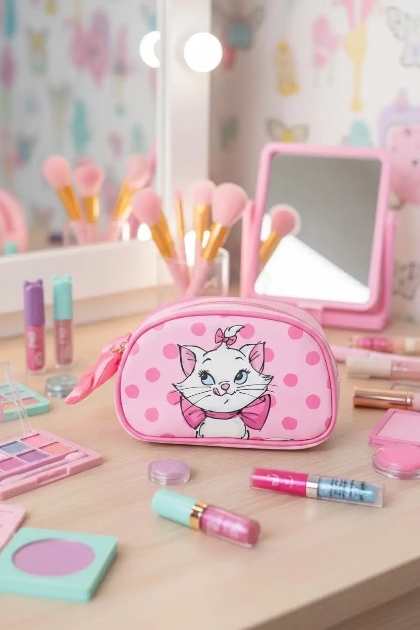 Disney Lisanslı Marie Pembe Makyaj Çantası