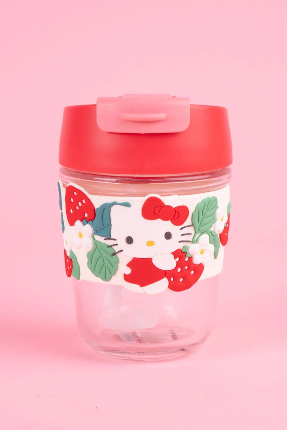 Sanrio Lisanslı Pipetli Mini Cam Şişe (350ml) - Hello Kitty