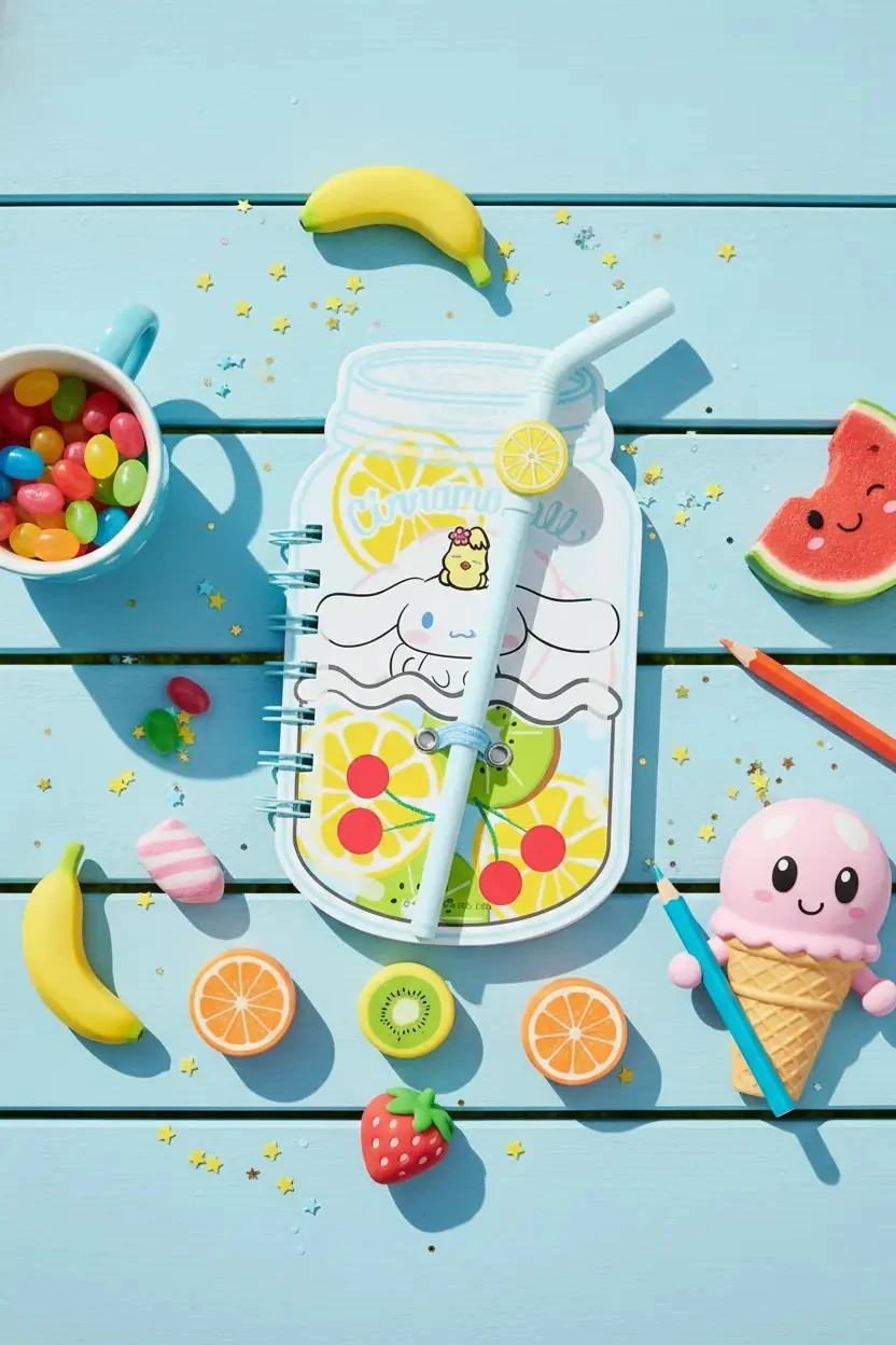 Sanrio Lisanslı Pipetli Bardak Figürlü Telli Not Defteri