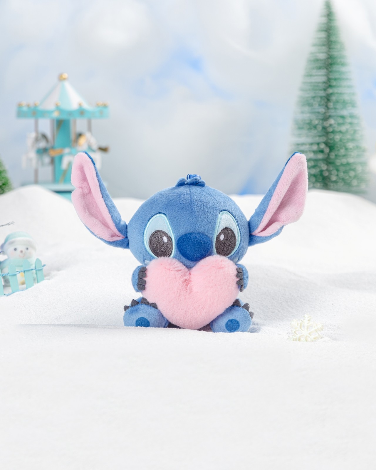 Disney Lilo&Stitch Lisanslı Kalp Figürlü Peluş Çanta Süsü Anahtarlık - Stitch