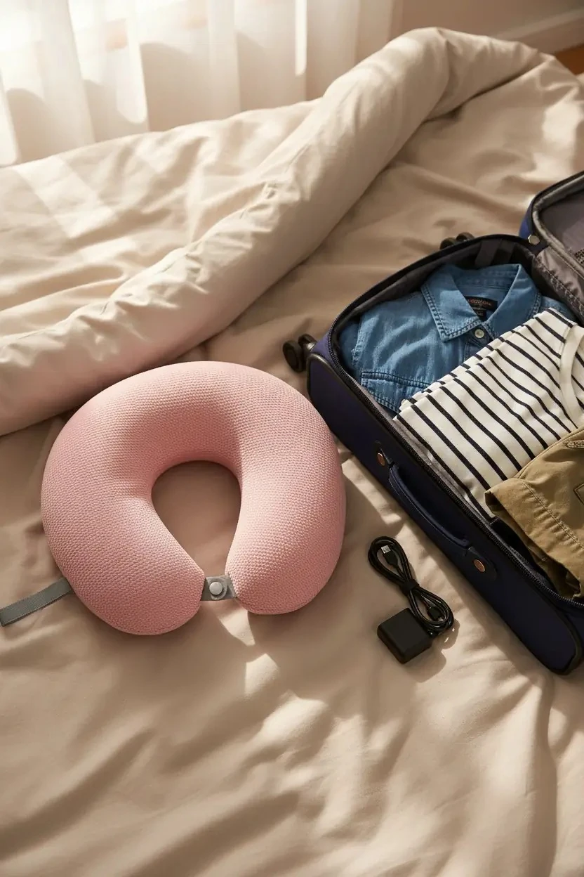 Konforlu Seyahatler İçin Boyun Yastığı, Seyahat Yastığı - Pembe