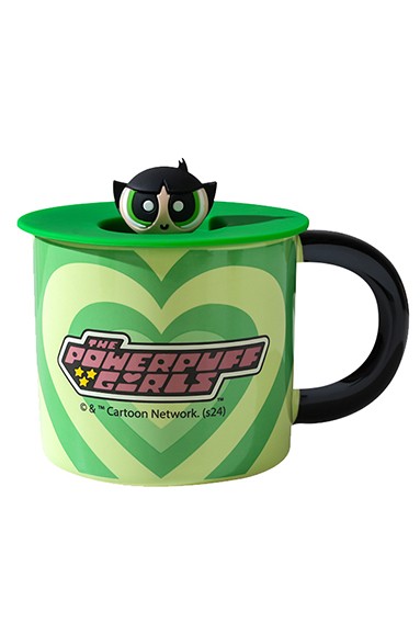 Powerpuff Girls Lisanslı Kapaklı Seramik Bardak 340mL - Buttercup