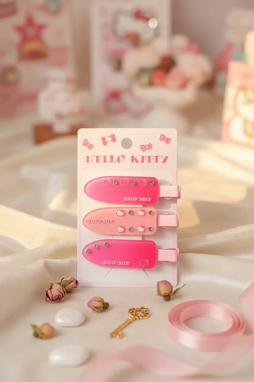 Sanrio Lisanslı Hello Kitty Saç Klipsi 3 adet