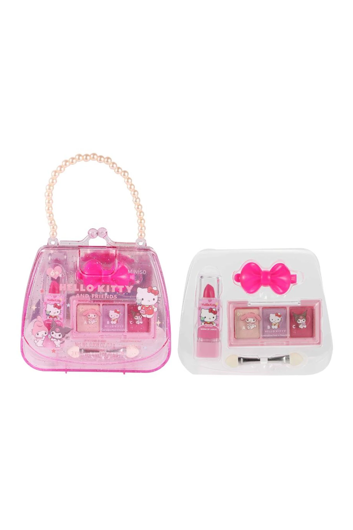 Sanrio Lisanslı Hello Kitty ve Arkadaşları Kırmızı Ruj, Pembe Far Paleti ve Saç Tokası Seti