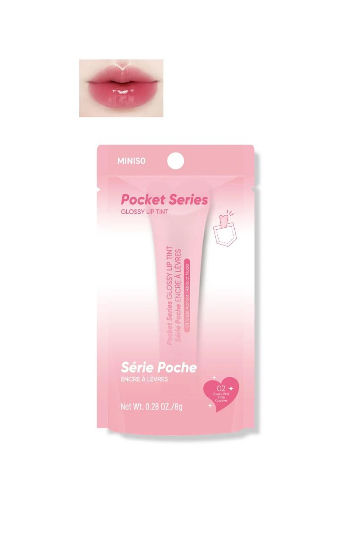 Pocket Serisi Parlak Lip Tint (02 Guava Pembe)