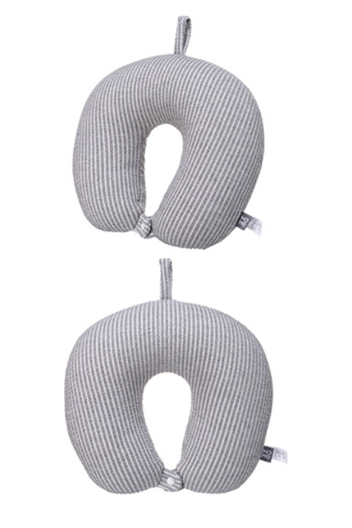 Çizgili U Şekilli Boyun Yastığı - Gri (Outlet)