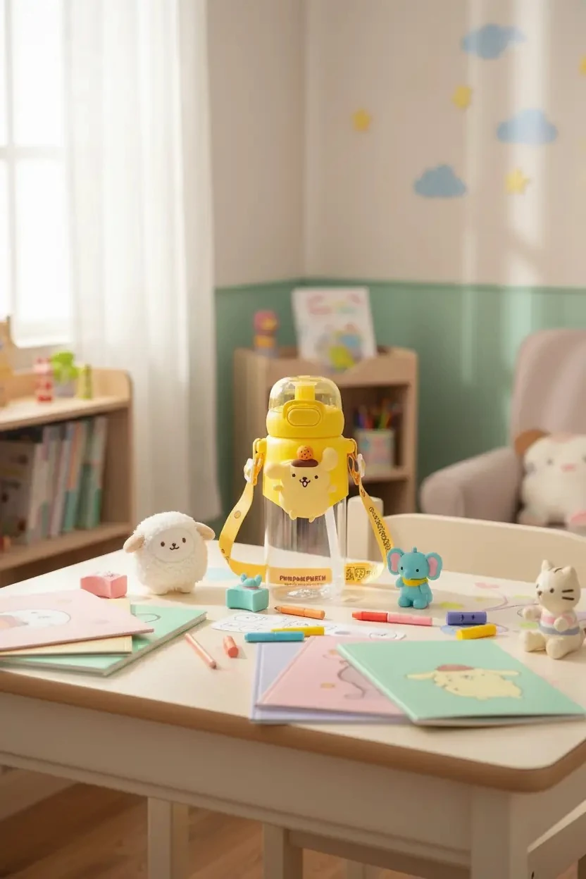 Sanrio Lisanslı Pipetli Kapaklı Suluk (600ml) - Pompompurin