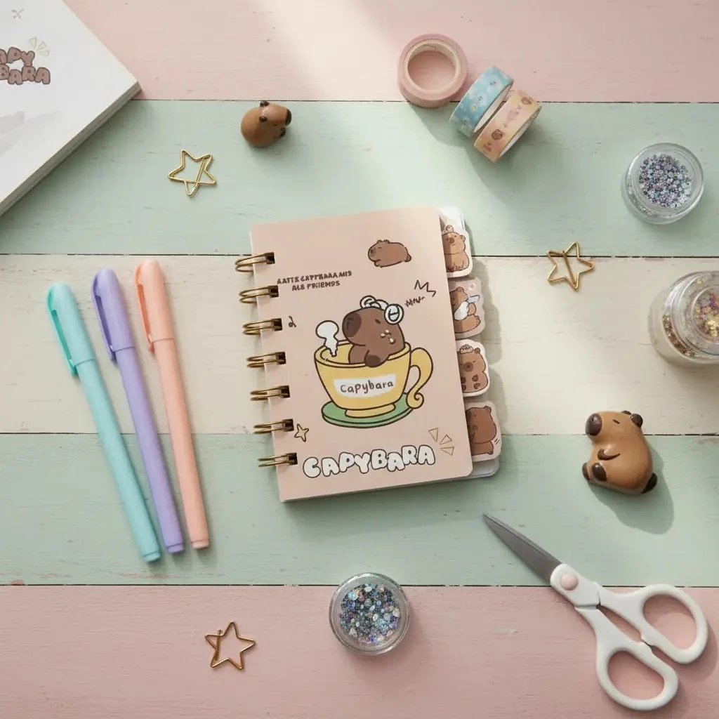 Capybara Separatörlü Spiralli Not Defteri – Eğlenceli ve Düzenli