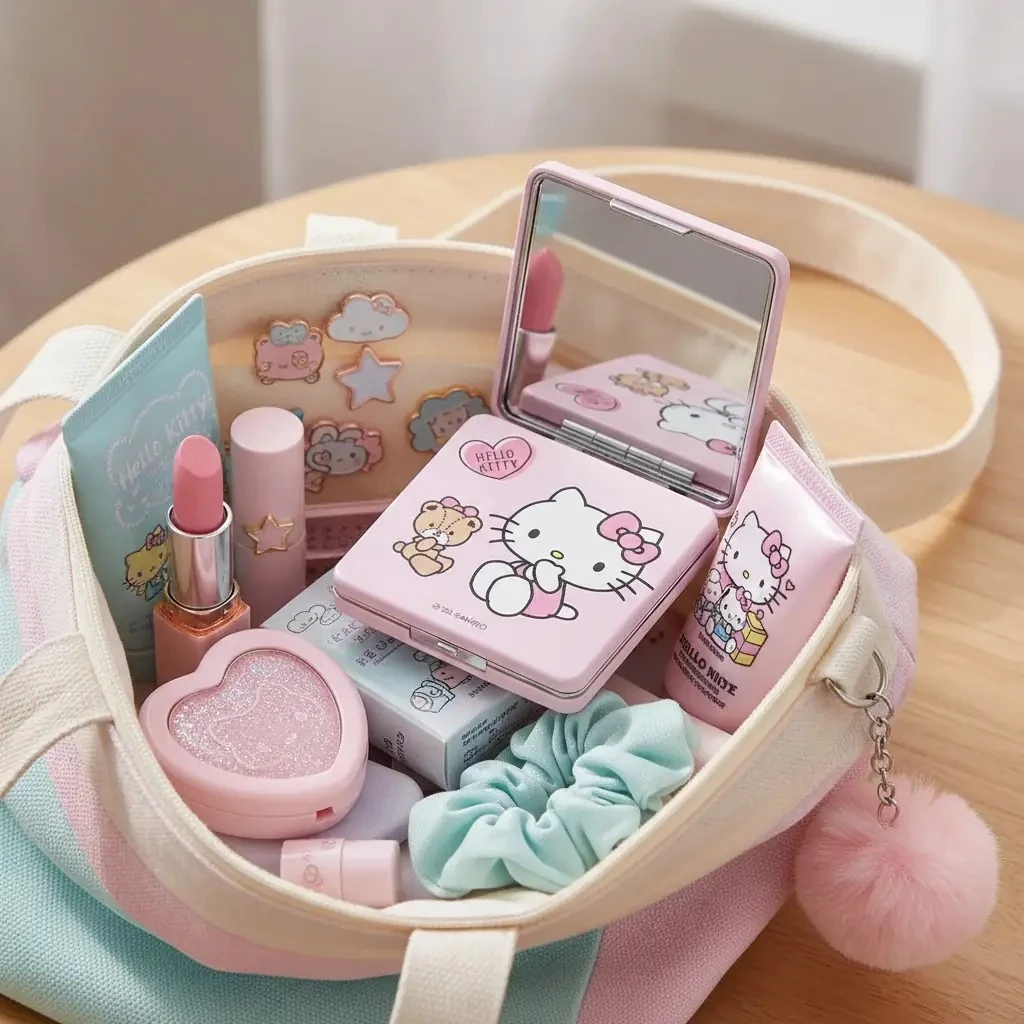 Sanrio Lisanslı Hello Kitty Çift Taraflı Katlanabilir Ayna (