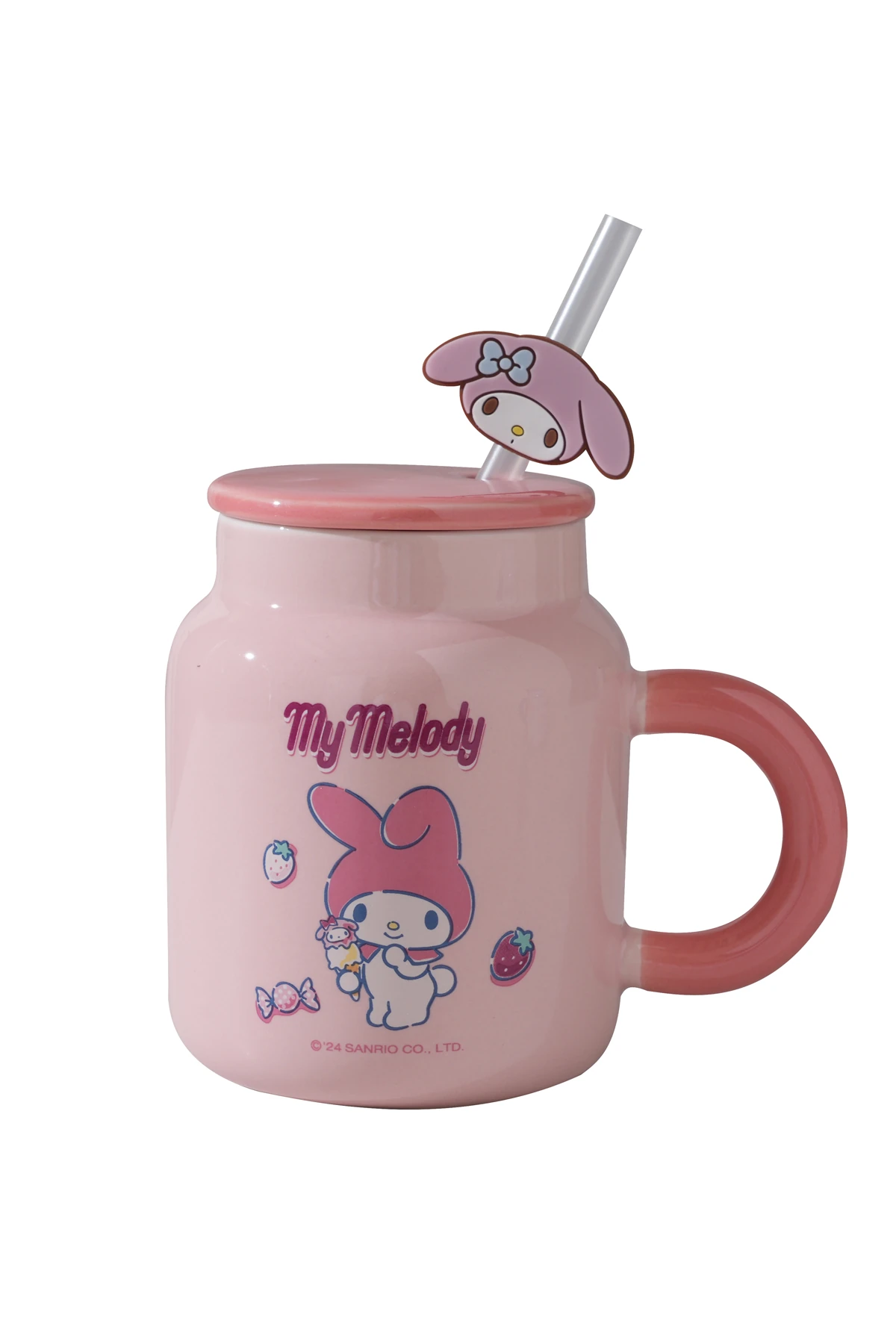 Sanrio Lisanslı My Melody Pipetli Seramik Kupa 410 mL – Kapaklı Tasarım
