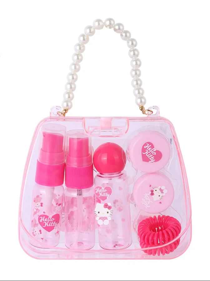 Sanrio Lisanslı Hello Kitty Pembe Serisi 7'li Seyahat  Seti