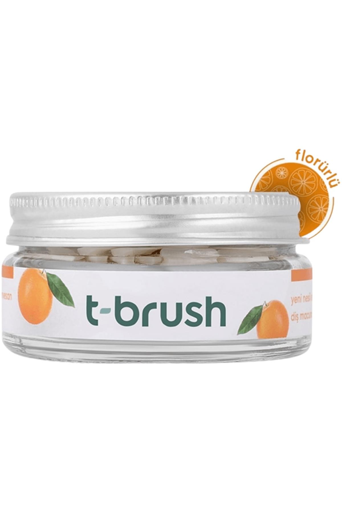 T-Brush Portakal Aromalı Diş Macunu Tableti-Florürlü