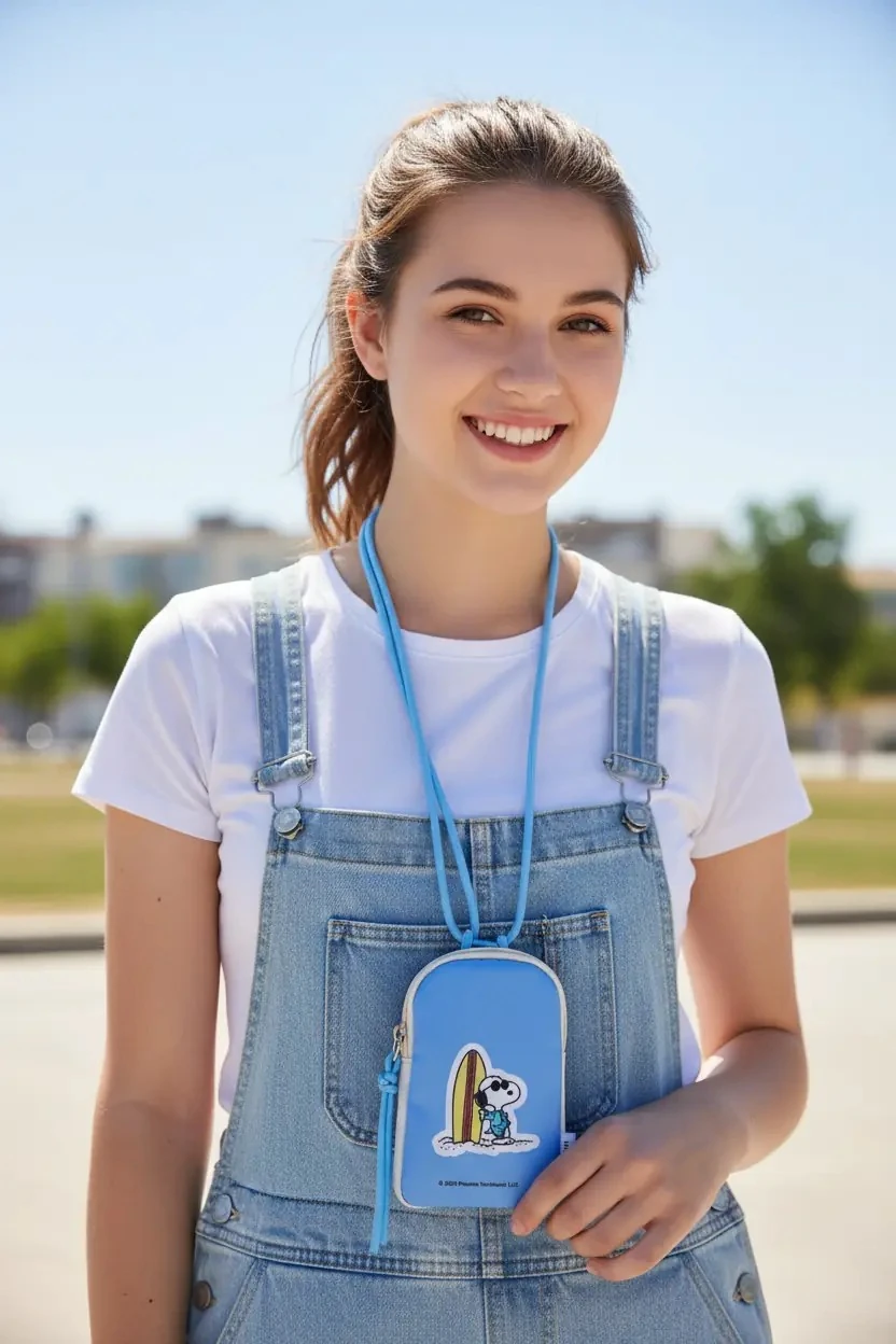 Snoopy Lisanslı Eğlence Serisi Çapraz Bozuk Para Çantası (Mavi)