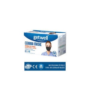 Getwell Cerrahi Ağız Maskesi 50 adet Siyah