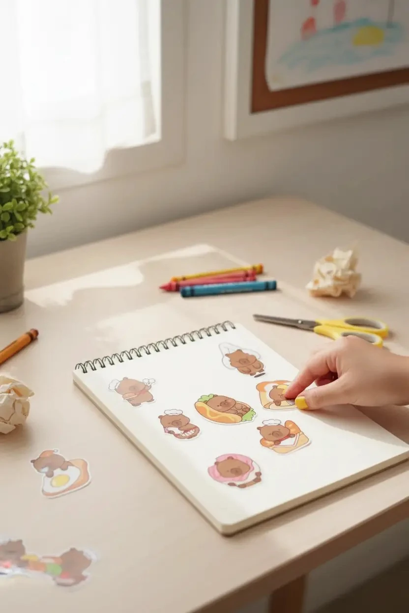 Miniso Lisanslı Pişirme Serisi Mimibara Sticker Seti Dekoratif Kağıt Çıkartma Paketi