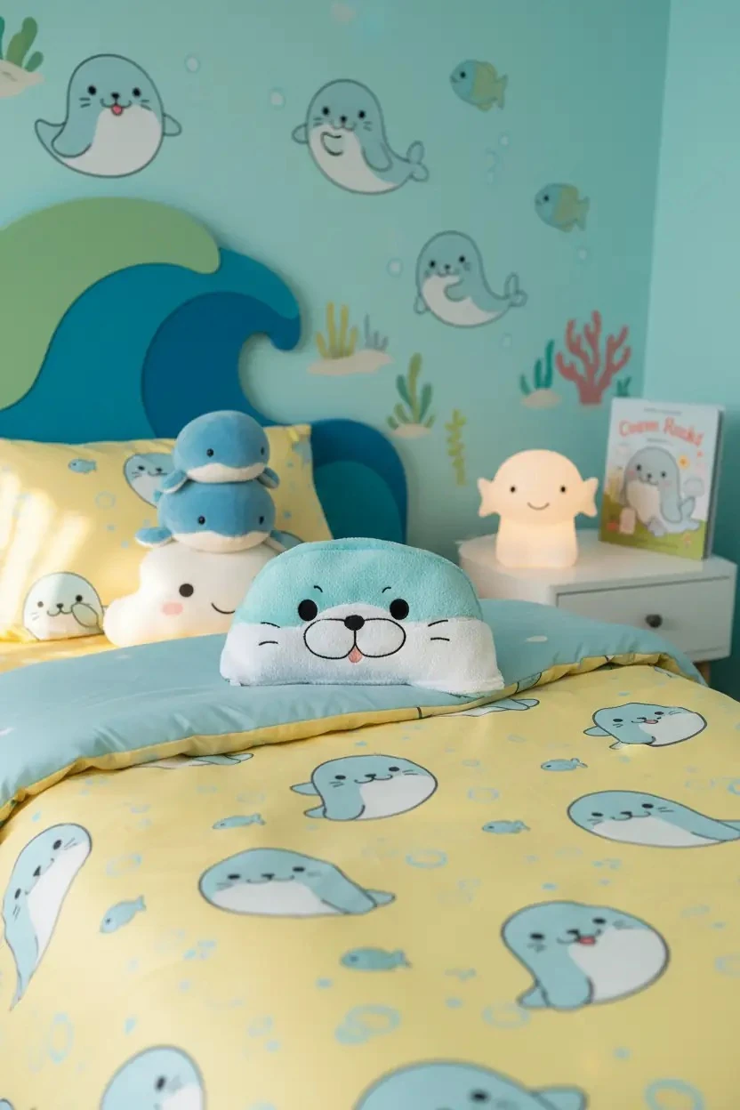 Miniso Lisanslı Sevimli Fok Suratlı Katlanan Yumuşak Peluş Battaniye 100 CM