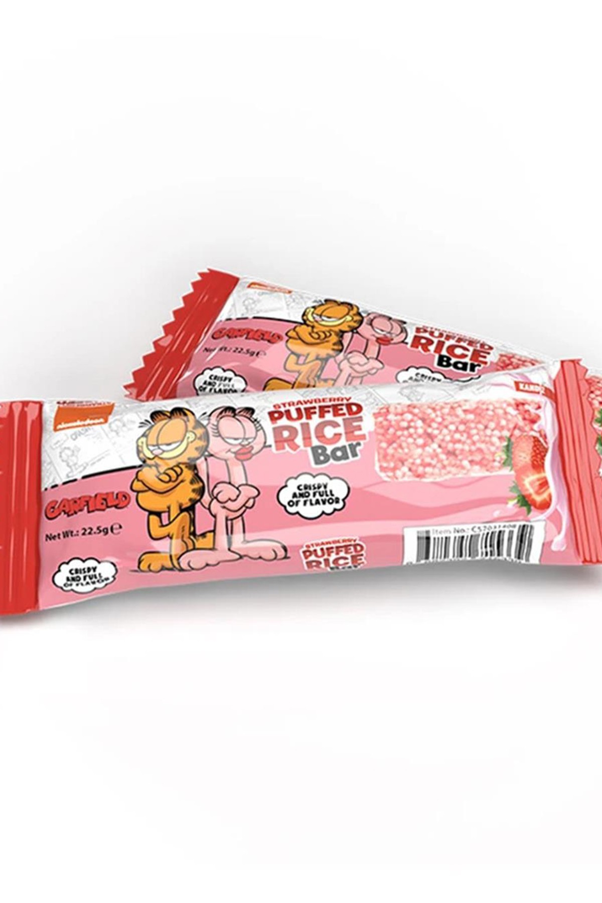 Garfield Temalı Çilekli Puffed Rice Bar (22,5g) - Eğlenceli ve Lezzetli Atıştırmalık