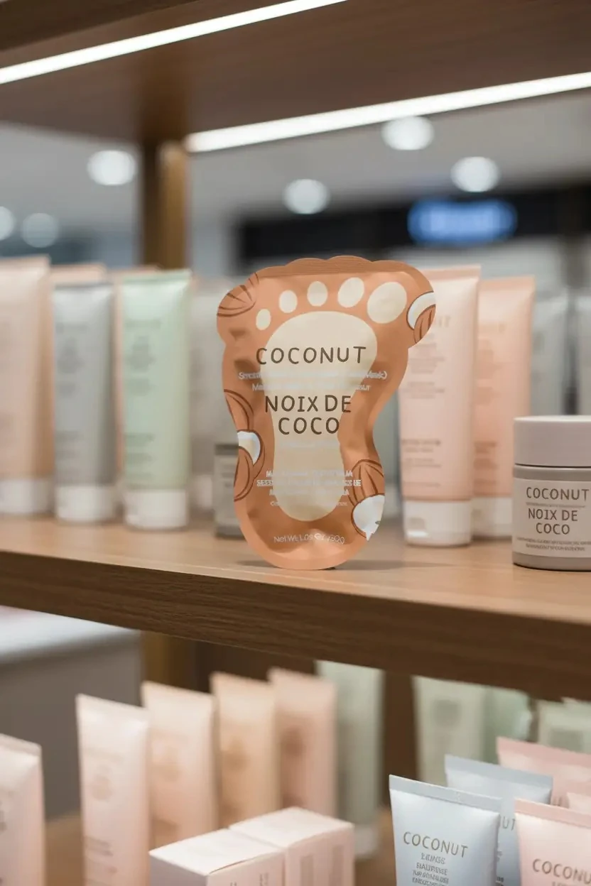 Miniso Lisanslı Hindistan Cevizi Özlü Ayak Maskesi – Nemlendirici ve Sertlik Giderici Çorap Tipi Bakım 1 Adet