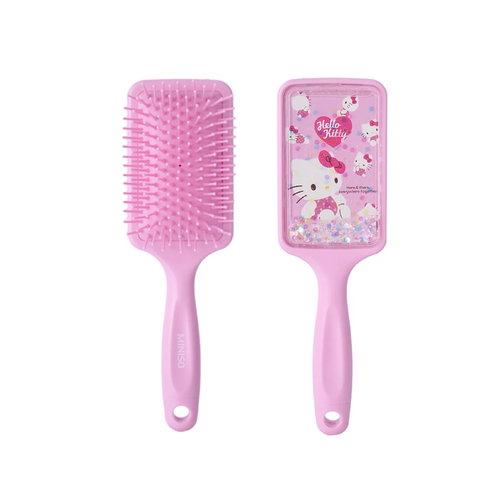 Sanrio Lisanslı Pembe Serisi Simli Yastıklı Saç Fırçası (Hello Kitty)