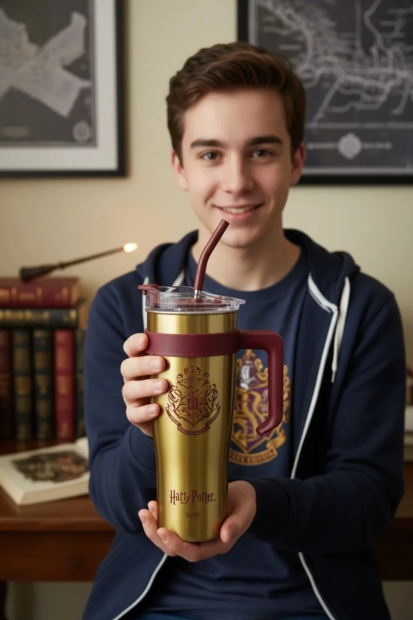 Harry Potter Lisanslı Pipetli Tutacaklı Çelik Matara (1600Ml) (Outlet)