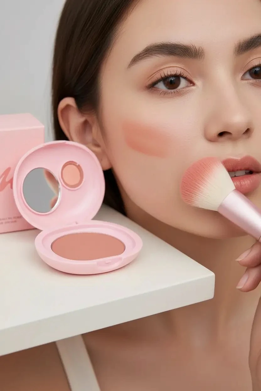 Miniso Lisanslı Minimalist Serisi Toz Allık No 10 - Sıcak Mercan Tonlu ve Dahili Aynalı İpeksi Dokulu Toz Allık