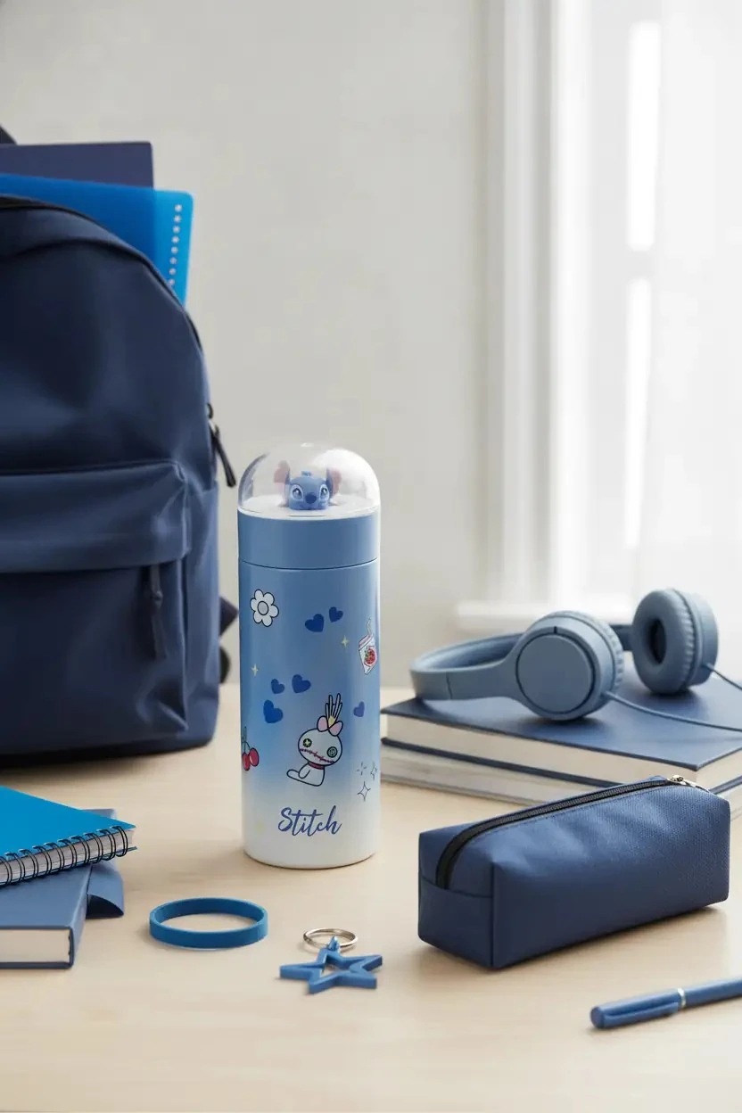 Disney Lisanslı Stitch Çelik Termos – Dekoratif Figürlü Kapak 350 ml