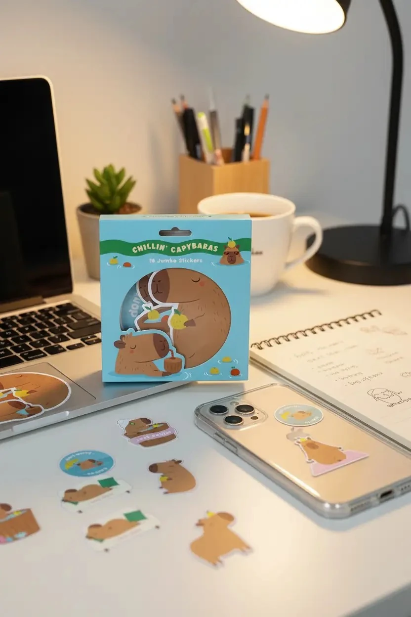 Miniso Lisanslı Pişirme Serisi Mimibara 16 Yaprak Sticker Seti Dekoratif Kağıt Çıkartma