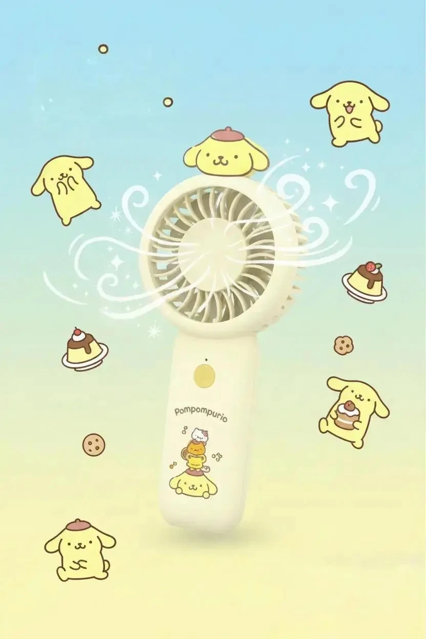 Sanrio Lisanslı Pompompurin 1200mAh Taşınabilir Mini Fan – Şarj Edilebilir El Fanı 13,6 Cm