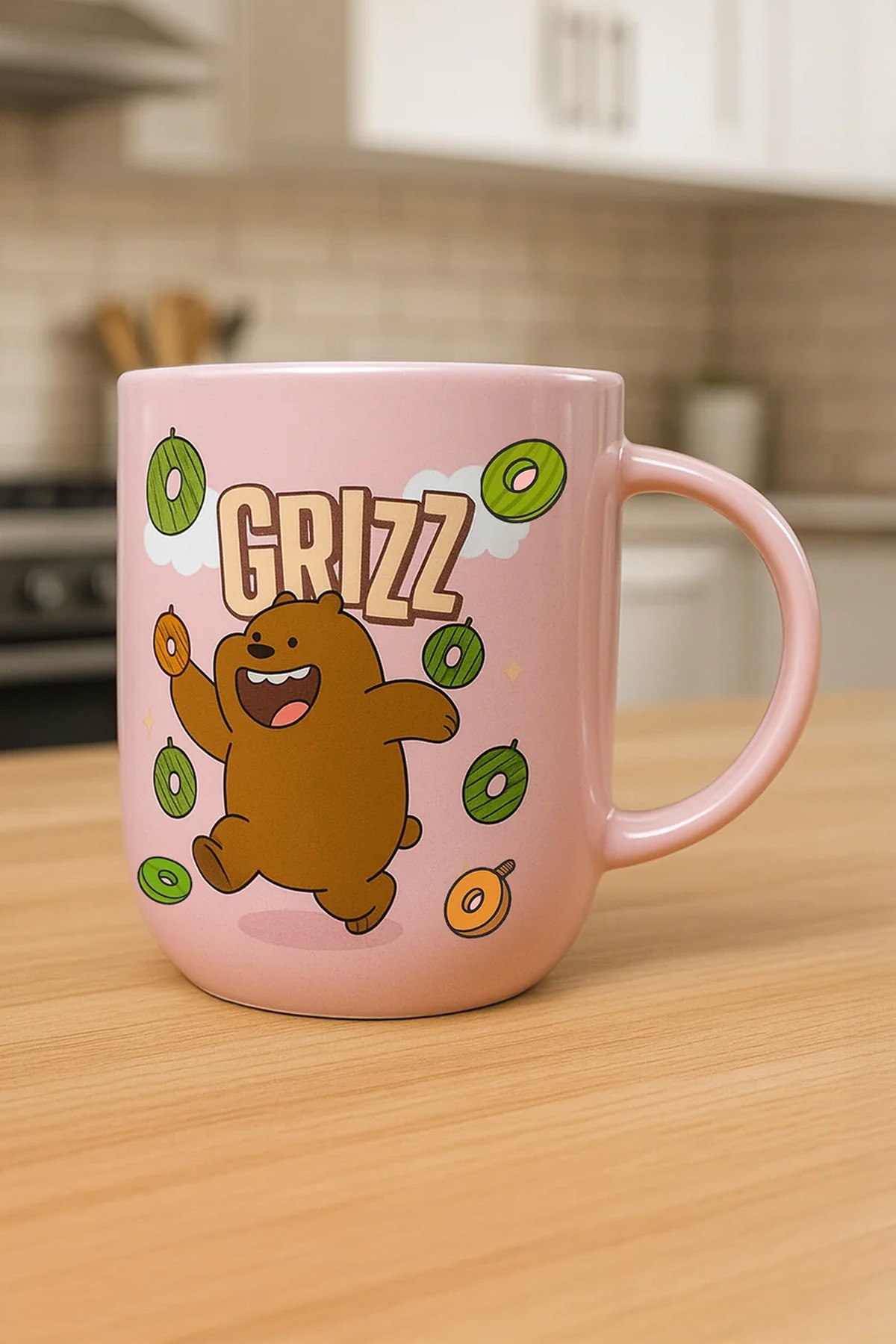 We Bare Bears Lisanslı Tatlı Serisi Kaşıklı 2'li Bardak Seti 