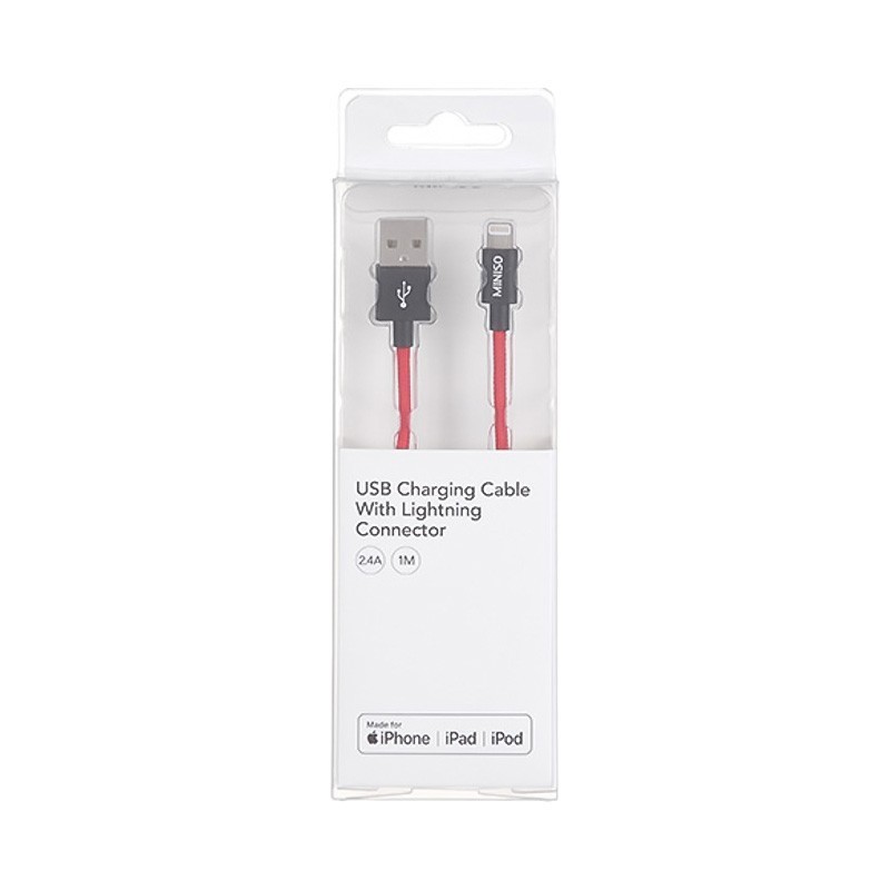 Apple Lightning USB Şarj Kablosu 2.4 A Kırmızı-Siyah