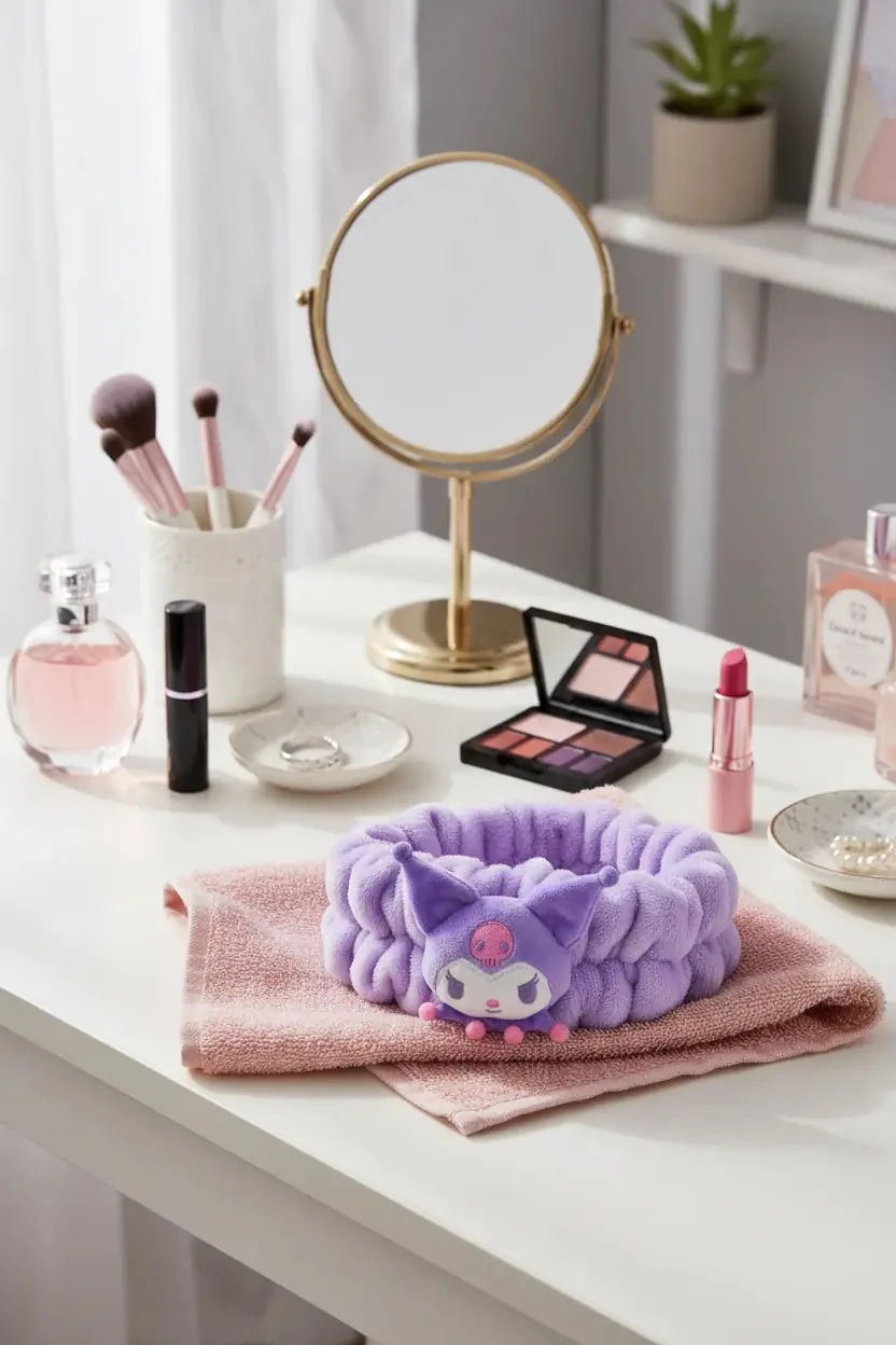 Sanrio Lisanslı Kuromi Kabarık Peluş Saç Bandı