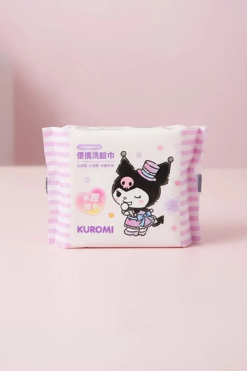 Sanrio Lisanslı Kuromi İnci  Dokulu Kuru Mendil (25 Mendil)