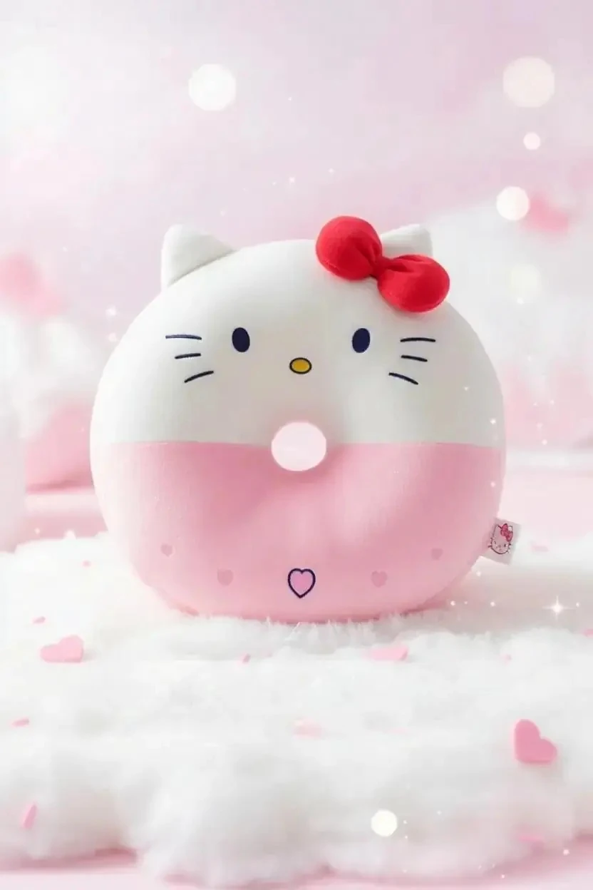 Sanrio Lisanslı Yuvarlak Peluş Yastık - Hello Kitty