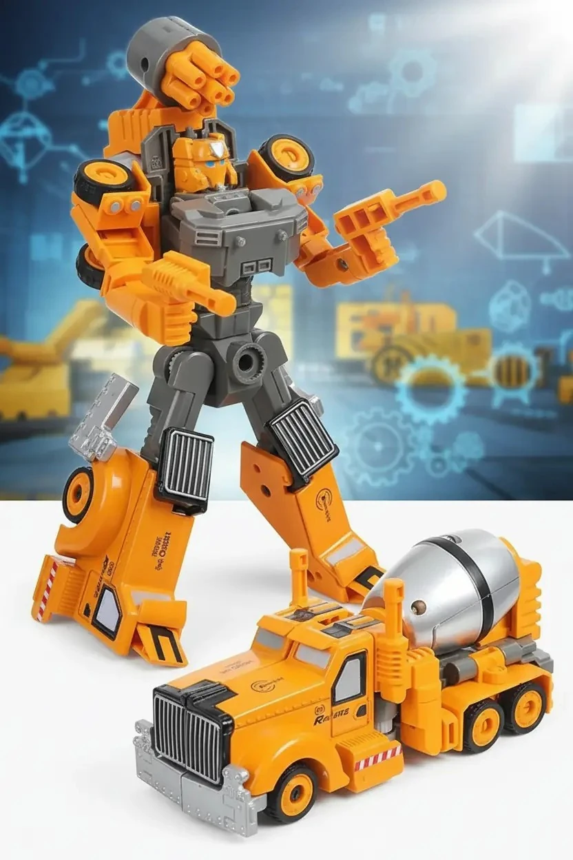 Miniso Lisanslı Robota Dönüşen Metal Oyuncak Araba – Çimento Kamyonu 21 Cm