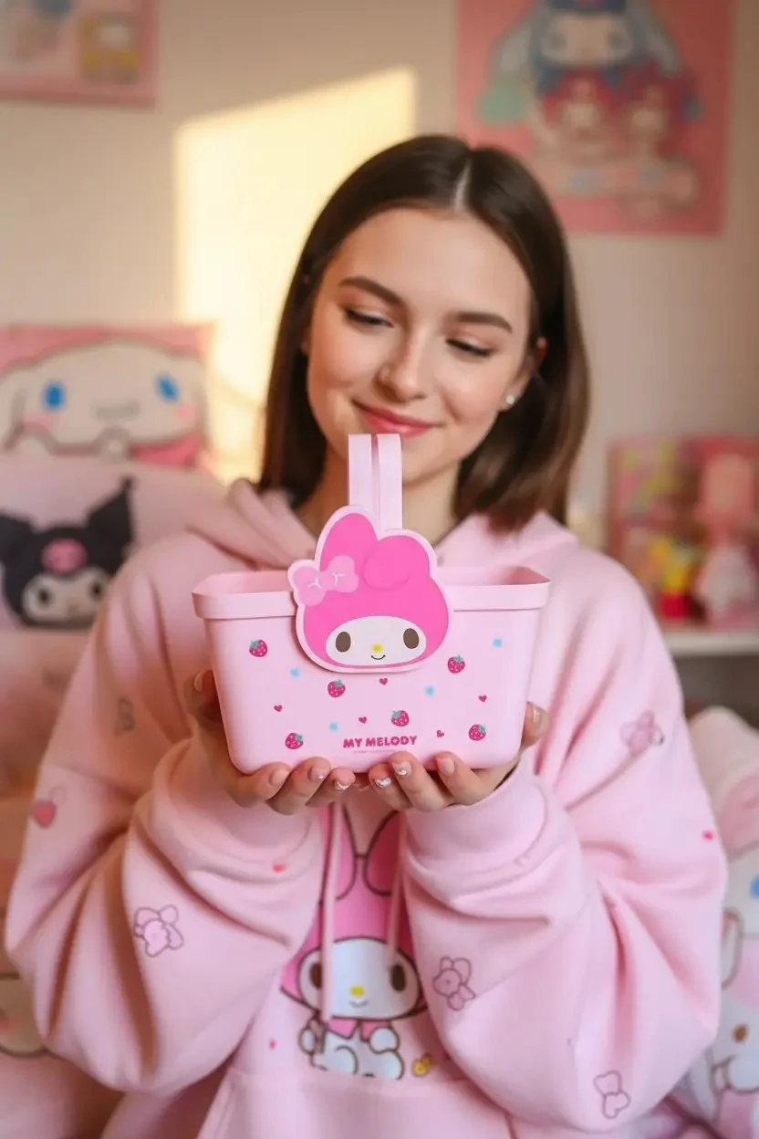 Sanrio Lisanslı Saplı Pembe Sepet (My Melody)